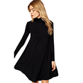 2016 vestidos new autumn winter 7 colors women worm casual solid party black long sleeve mini