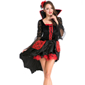 Gothic Evil Vampires Costume Sexy Adult Halloween Mesh Lace Splice Fancy Dress Devil Maleficent Witch Costume
