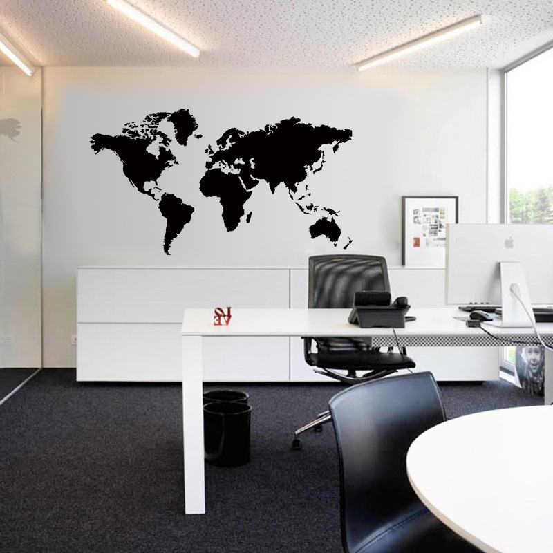King size world map glass door sticker bedroom living room art ...