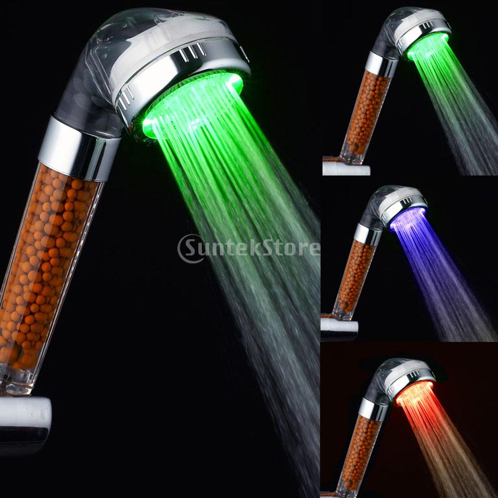 Three-Colored LED Temperature Sensor SPA Anion Ionizer Shower Spray Head
