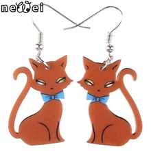 Newei Drop Cat Earrings Long Dangle Earring Acrylic lovely Pattern Fashion Jewelry For Women 2015 New Style Girl Accessories