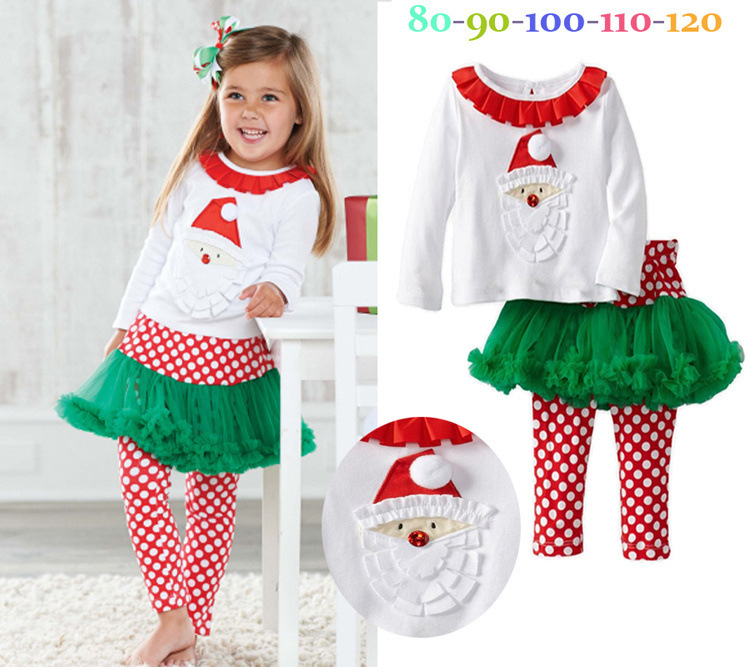 Kids Winter Christmas Santa Claus Long Sleeve Two piece Set Baby Girl Clothing Tree set Cosplay Costume Children Party Clothing