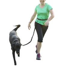 Hands Free Dog Leash with Waist Belt Adjustable Mudder Bungee Elastic Lead products for Running Jogging Walking Recommend Black