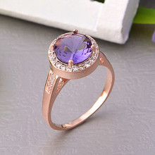 925 Sterling Silver Rings for Women Anel Feminino Female Purple Red Simulated Diamond Ruby Ring Rose