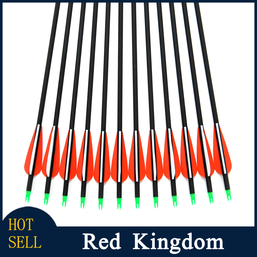 Image of 12pcs Replaceable Arrowhead,30inch,Spine 500,Carbon Aluminium Arrows,Hunting Bow Arrows,for Compound/Recurve Bow Carbon Arrow