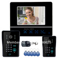 7 Video Door Phone DoorBell Intercom System Touch Panel Door Lock RFID Keyfobs 2V1