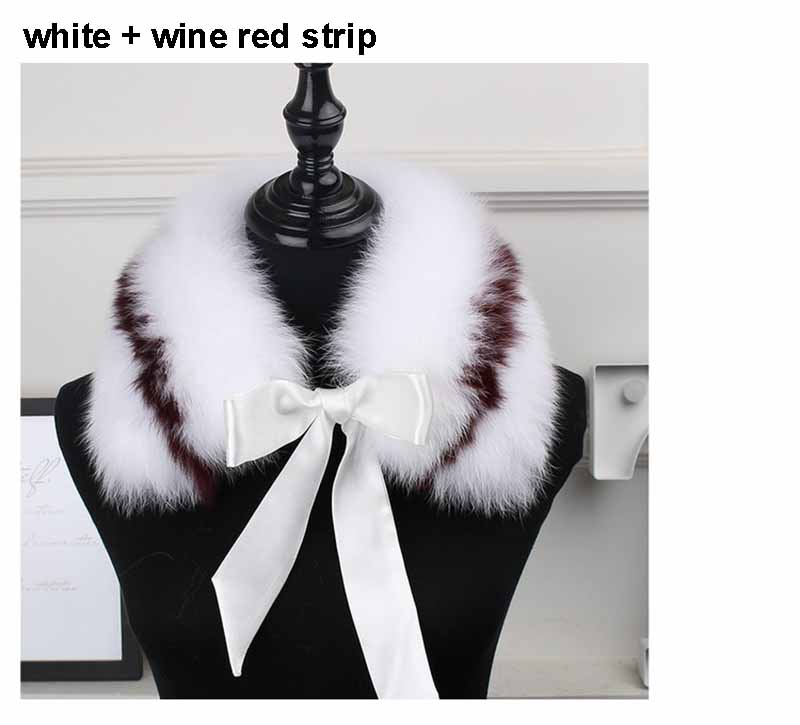 fox fur collar lace white+ wine red