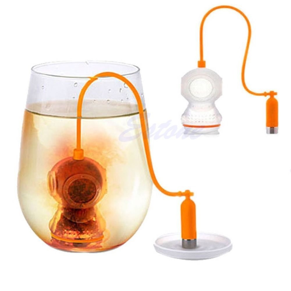 Free shipping Deep Tea Diver Infuser Scuba Diving Herbal Loose Leaf Silicone Filter Strainer