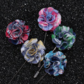 New fashion men brooch flower lapel pin suit boutonniere fabric yarn pin 5 colors button flower