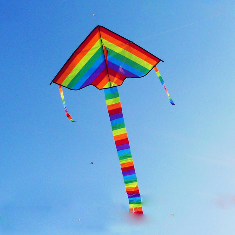 Image of High Quality Rainbow Kite Long Tail Triangle Kite Outdoor Fun Sports Easy To Fly Beach Fun Kit
