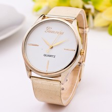 Classical Simple GENEVA Gold Stainless Watches Women 2015 Casual steel Quartz Dress Watches Wrist watch Wholesale