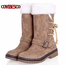 Women autumn winter retro fashion snow boots warm cotton boots long leg winter boots women flat casual motorcycle boots
