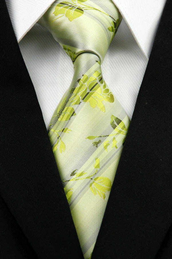 NT0302 Green Gray Floral Man s Classic Business Wedding Party Fashion Tie Luxury Jacquard Woven Silk