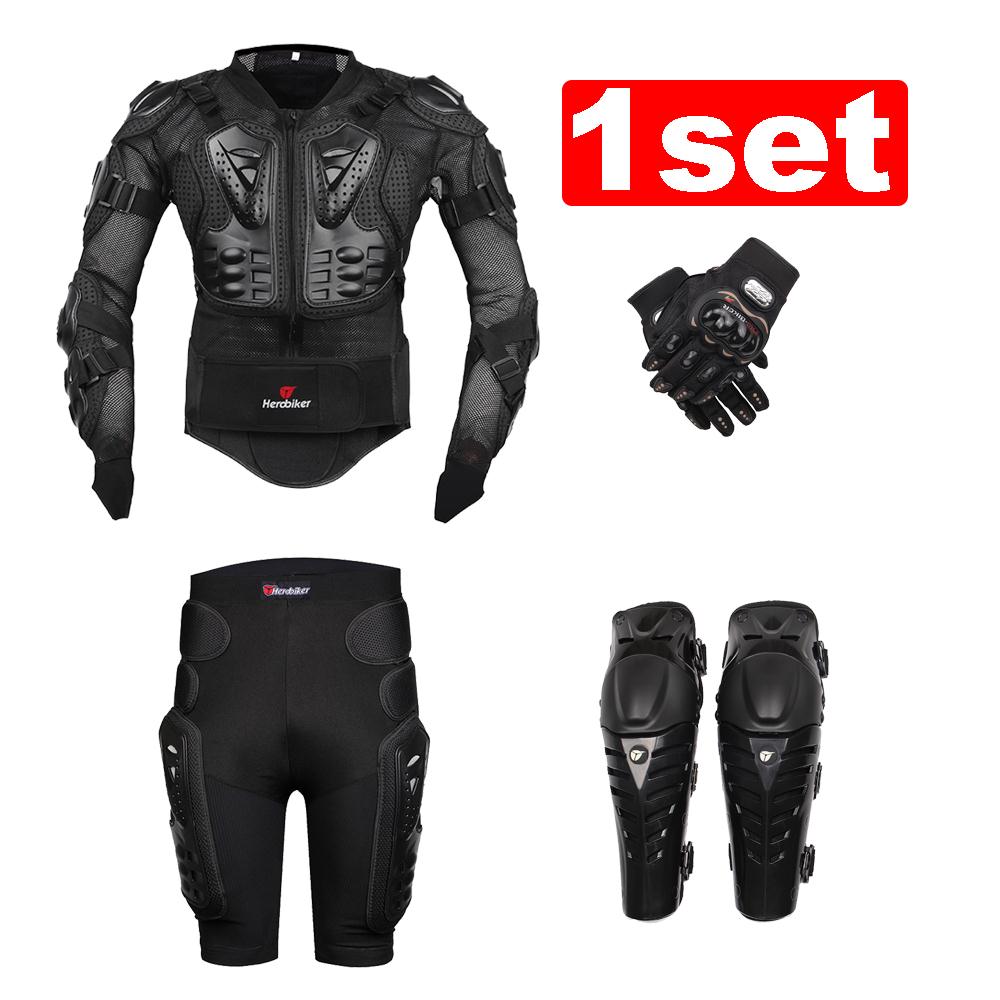 Image of New Moto Motorcross Racing Motorcycle Body Armor Protective Jacket+ Gears Short Pants+protective Motorcycle Knee Pad+gloves