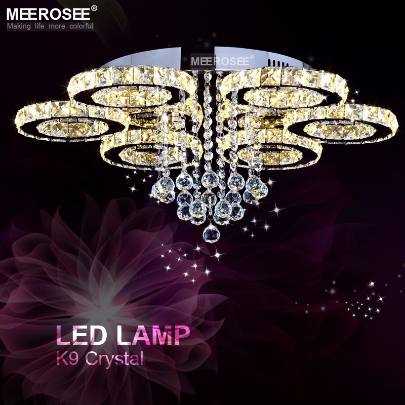 Modern Led Chandeliers Light Stainless Steel Crystal Lamp For Living Bedroom Diamond Ring Led Lustres Chrome Chandelier Lighting