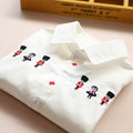 2016 New Children s Clothing Embroidered Cartoon Soldiers White Shirt Girls Long Sleeves Cotton Turn Down