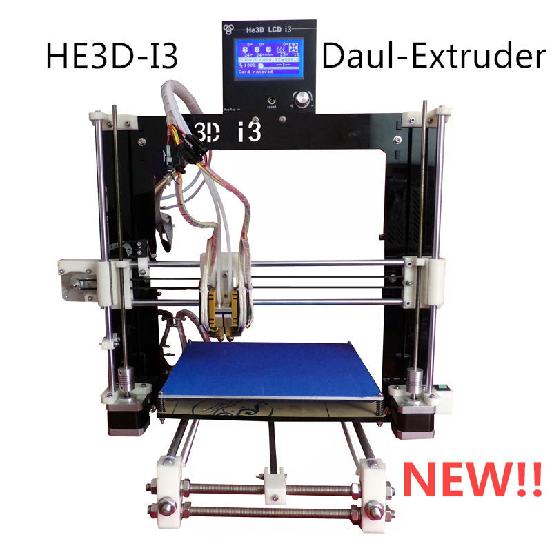 He3D Dual Extruder 3D Printer kit diy Reprap Prusa I3 Double Heads Two color Printing High