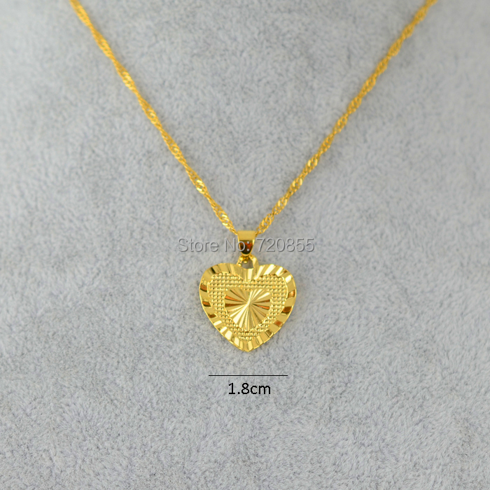 Heart Necklaces Pendants Romantic Jewelry 18k Yellow Gold Plated For Womens Gal Wedding gift Girlfriend Wife