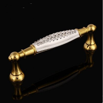 96mm fashion deluxe gold drawer pull cabinet handle crystal diamond white dresser cupboard wardrobe furniture decoration handle