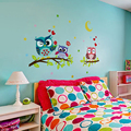Creative DIY Cartoon Night Owl Wall Sticker Pegatinas De Pared Vinyl Material Kids Room Kindergarten Decorative