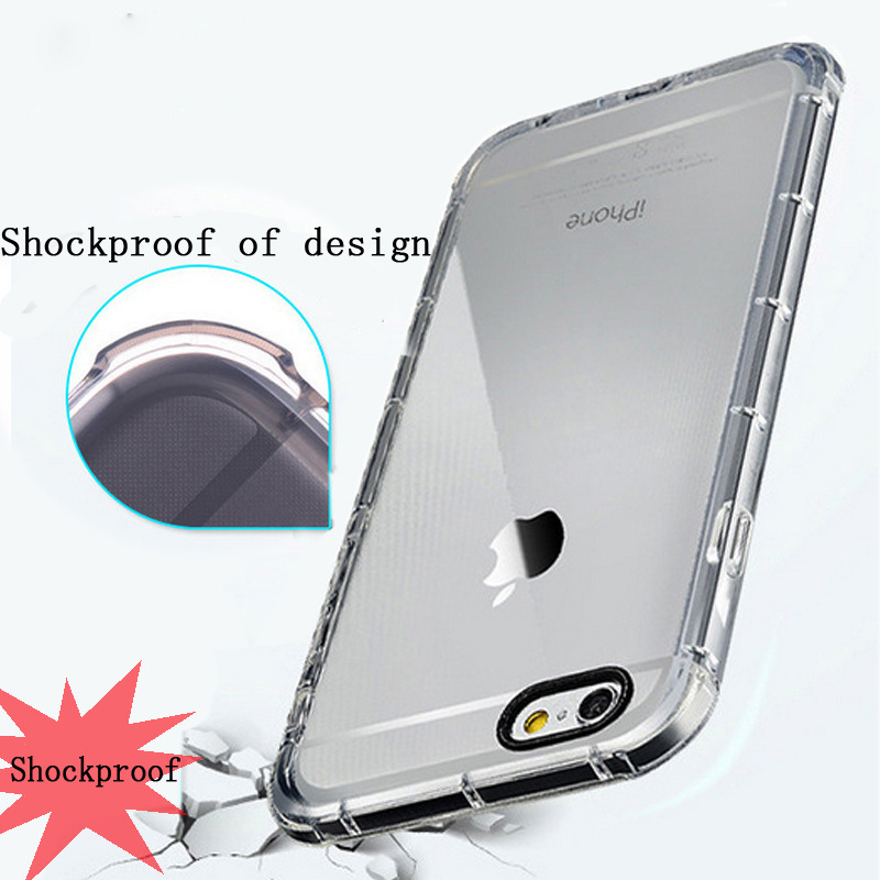 New ! Shockproof Rugged Hybrid Rubber Armor Transparent Soft TPU phone Case For iPhone 6/6s/6s Plus 