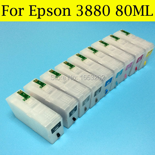 9 Pieces 80ML Ink Cartridges T5801 5809 T580 580 For Epson Stylus Pro 3880 Printer With