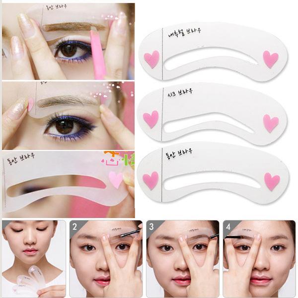Grooming Shaping Template Eyebrow Drawing Card Brow Make Up Stencil 3 Styles