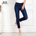 Women elastic waist pencil pants female ankle length jeans summer autumn trousers slim thin jeans skinny