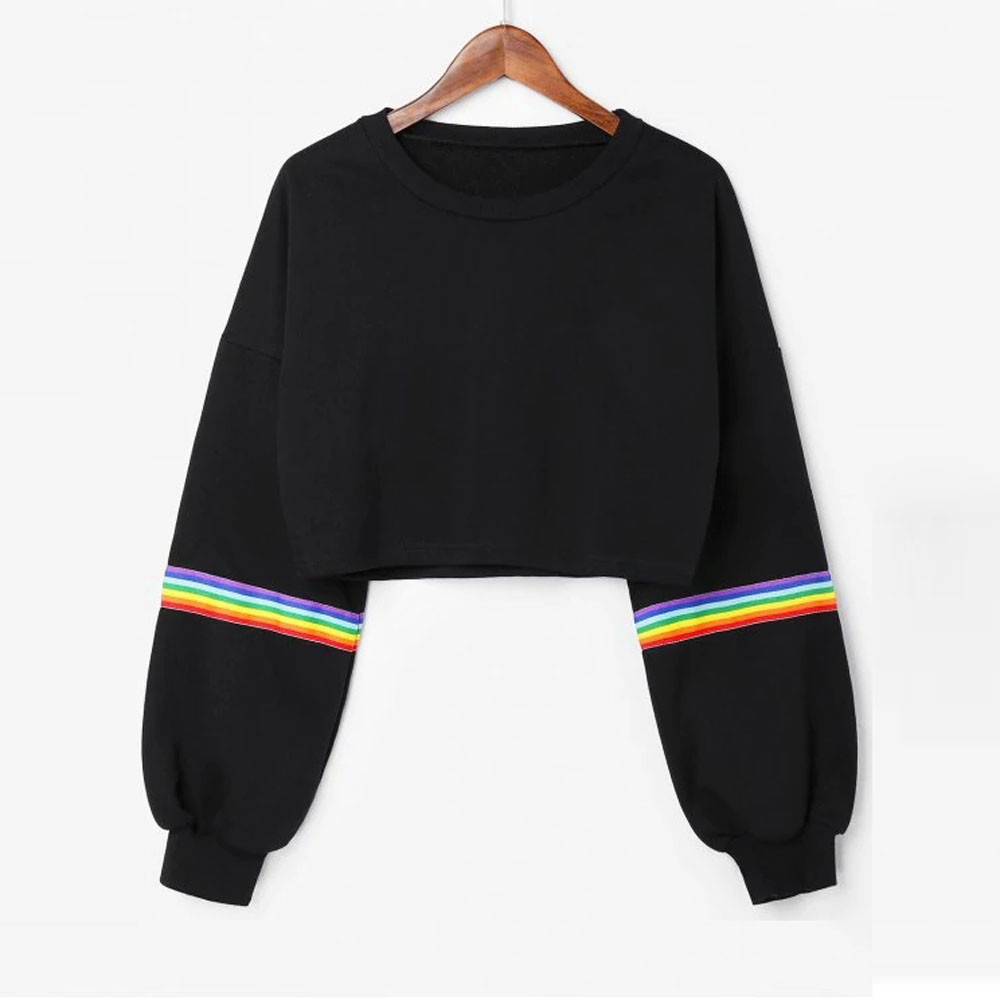 Thenxin Womens Full Zip Crop Top Hoodies Sweatshirt Long Sleeve Solid Color Shirt for Teen Girl