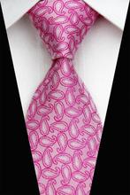 NT0554 Pink White Paisley New Classic Silk Polyester Man s Jacquard Woven Necktie Business Casual Knitting