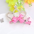 New Princess Hair Accessories Crown Shaped Hairpins Rhinestone Diamond Tiaras Barrette Ribbon Bow Baby Dance Party