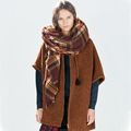 2015 Hot Sale Women Winter Blanket Oversized Cashmere Tartan Scarf Plaid Checked Wrap Shawl WJ 232