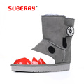 SUBERRY 2016 Women Fashion High Quality Women Genuine Suede Leather Khark Hook Loop Snow Boots Ladies