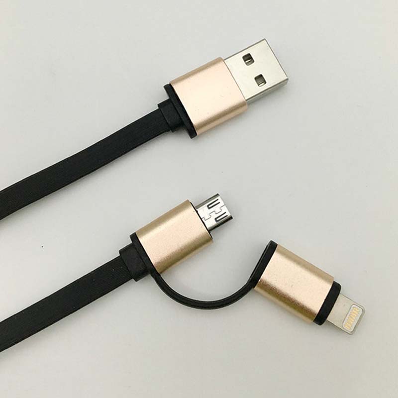 Image of 2 in 1 Aluminum Micro USB Cable 1M Charging Mobile Phone Cables For iPhone 6 5S 5 Charger ios Data For Samsung Galaxy Android