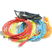 1M 2M 3M Braided Wire Micro USB Cable 3ft Sync Nylon Woven Charger Cords For Samsung