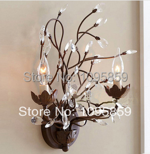 Dia 30cm Height 35cm Black/Brown Modern Metal Branch Crystal Wall Lamp Light Fixtures Lighting Sconces