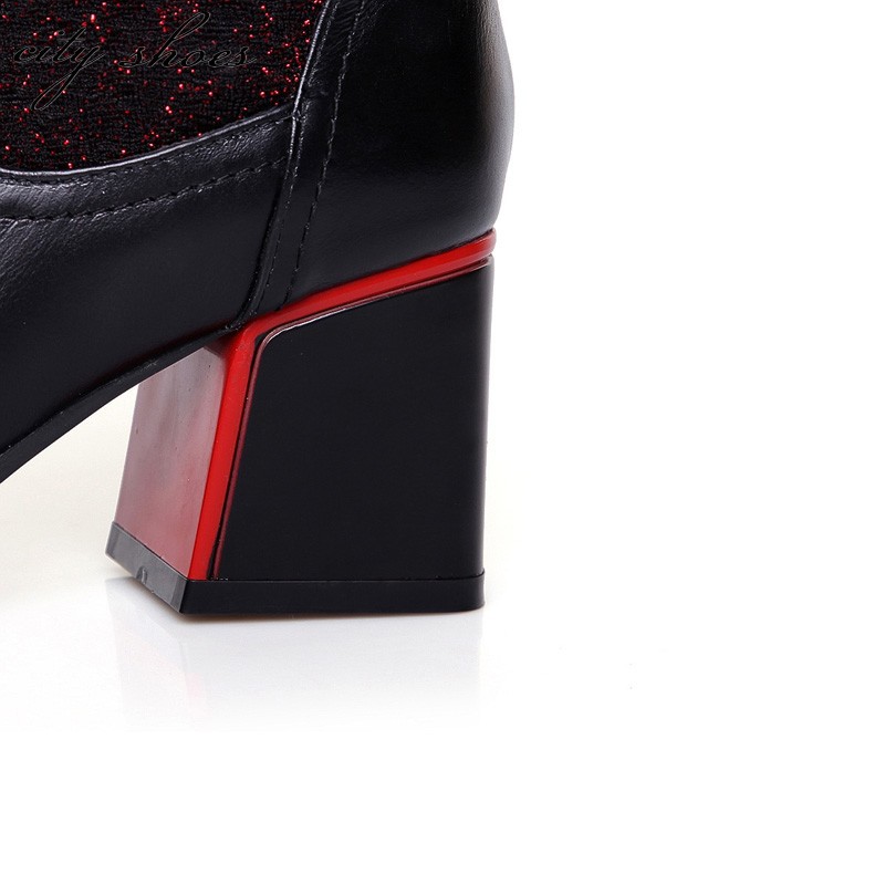 2015 New Winter Women Over Knee Black Boots Fashion Ladies Square