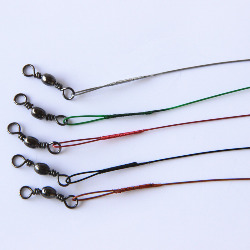 Image of 5Pc Fishing lead Line Connector Leader Wire leader line Stainless Steel wire leading line Rolling Swivels 15/18/21/23/28cm