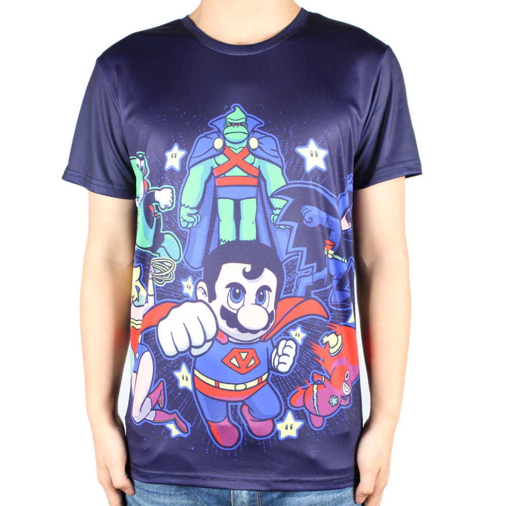 Cheap mens game tshirts with fashion designs short sleeve interesting cartoon super mario t-shirt 