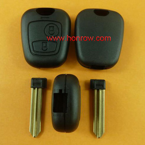 Citroen 2 button remote key blank Without Logo WITH KEY BLADE