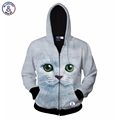 Mr 1991INC Hot sell Men women s 3d zipper jacket print animals cat hoody sweatshirts hooded