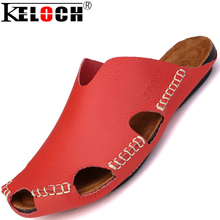 Keloch Men’S Sandals Slippers Women Genuine Leather Cowhide Sandals Outdoor Casual Men Leather Sandals For Man