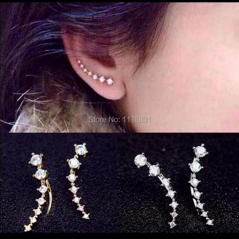 Punk Style Rhinestone Ear Cuff Wrap Earring Silver Piercing Ear Cartilage Women Men Party Statement Ear Clips Jewelry For Women