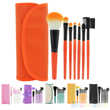 7Pcs Cosmetic Makeup Tool Powder Blush Eyelash Brow Concealer Lip Brush Kit Set