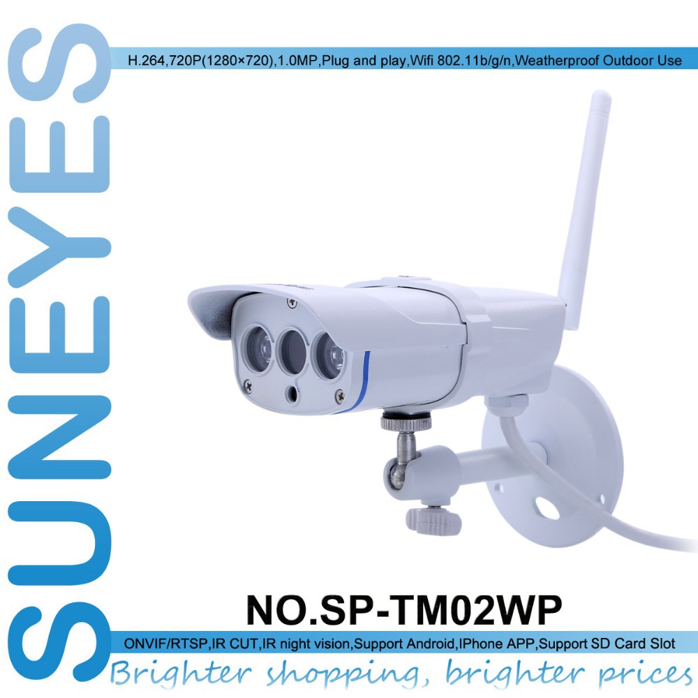 Фотография SunEyes SP-TM02WP Smart Home Wireless Wifi IP Camera 720P HD Weatherproof Outdoor with Micro SD Slot and IR Night Vision