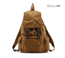 Canvas Cow Leather Outdoor Men’s Women’s Rucksack Backpack
