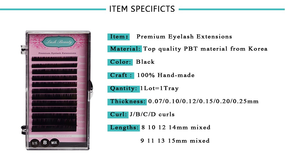  Eyelash Extensions MaterialTop quality PBT material from Korea Color Black Craft 100% Hand-made