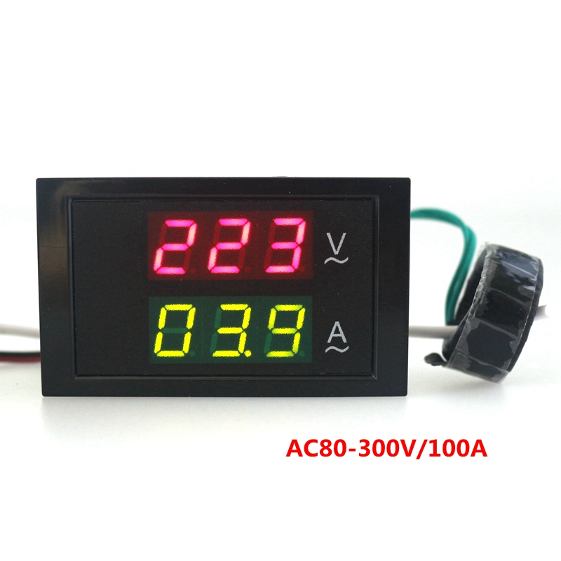 AC100-300V AC 0-100A Led digital volt amp meter voltage meter current meter ampere panel meter voltmeter ammeter Free shipping