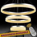 NEW Modern Chrome lustre chandelier Luxury Ring led lamp Stainless Steel Hanging Light Fixtures Adjustable Chandeliers