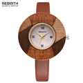 2016 Dress Watches Women Waterproof REBIRTH Brand Wooden Quartz Watch Female Clock Fashion Casual Watches For